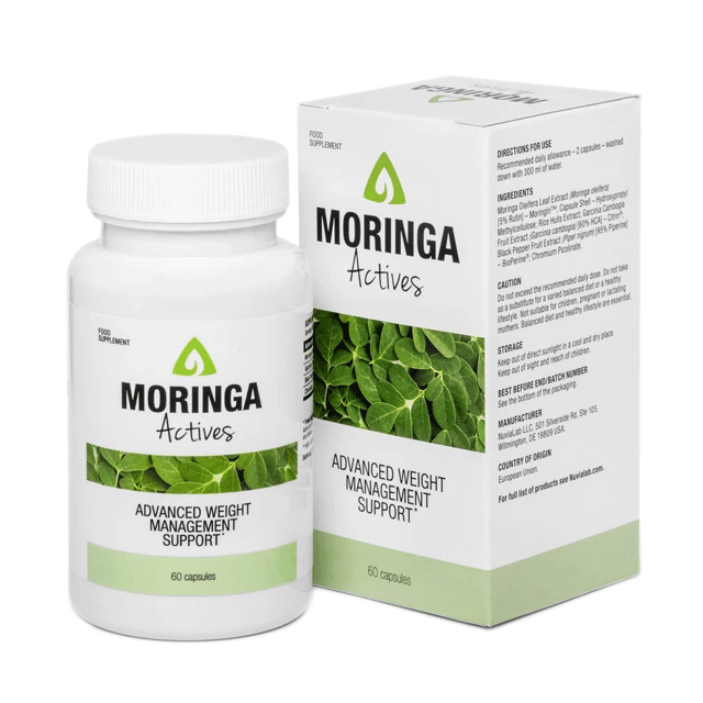 Moringa Actives Advanced Weight Management Support Bottle and Packaging Box