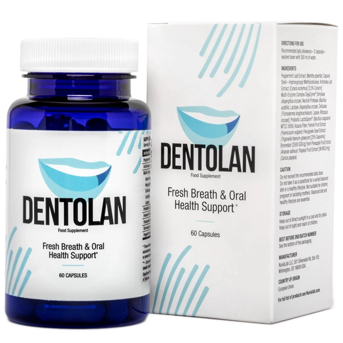 Dentolan Food Supplement Bottle and Packaging